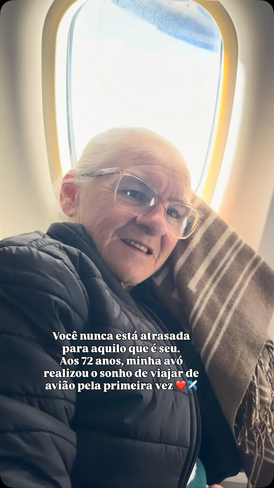 Post de cliente: avó realizando o sonho de voar